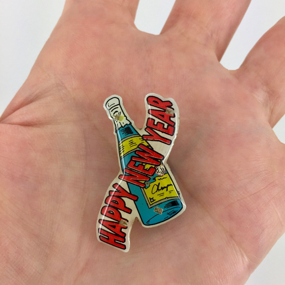 VINTAGE . RETRO HAPPY NEW YEAR CHAMPAGNE MAGNET . FRIDGE MAGNET . 2026 . NYE - Picture 4 of 8